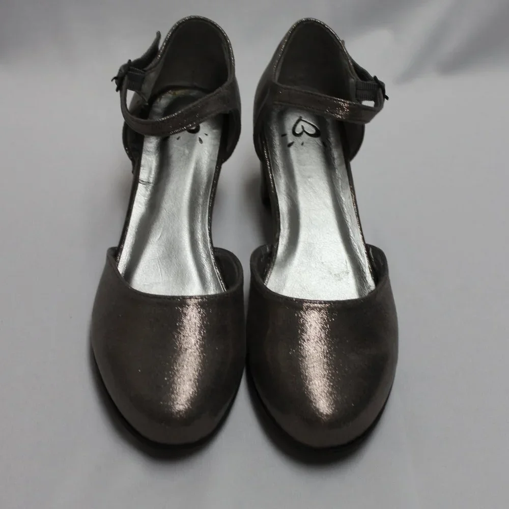 Justice Taupe Pump Round Toe Ankle Strap Shoes